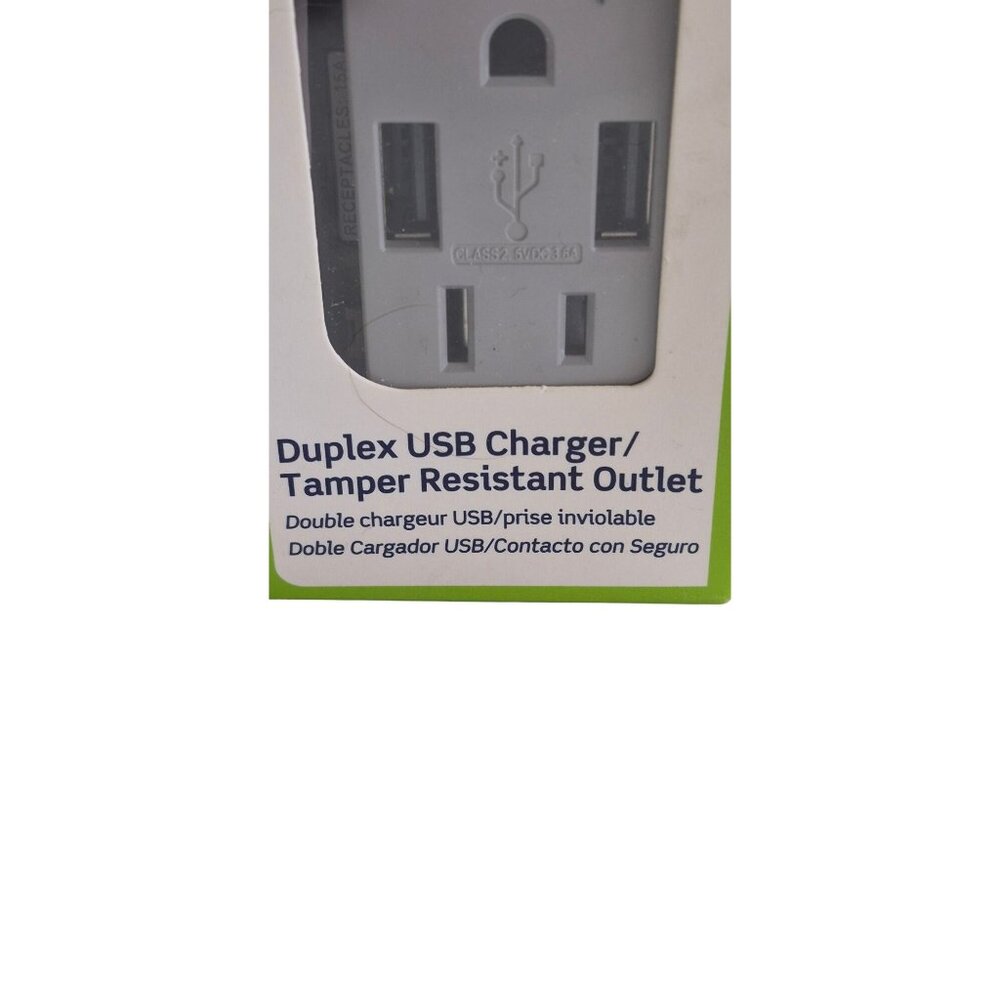 Leviton Residential Duplex USB Charger T5632-GY Gray 15A/125V - Picture 6 of 6